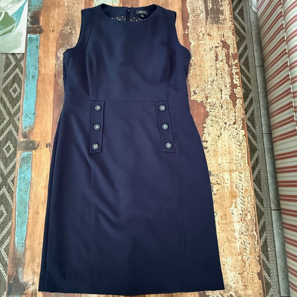 Tahari Arthur S. Levine Navy Blue Sleeveless Fully Lined Dress Size‎ 12
